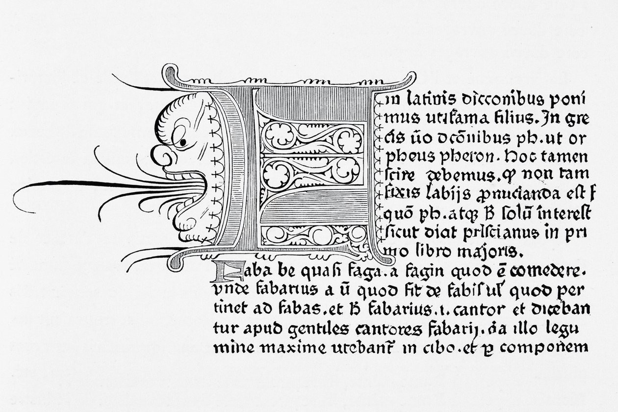 Faksimile av en side fra Catholicon, trykt av Johannes Gutenberg, Mainz, 1460 av English School