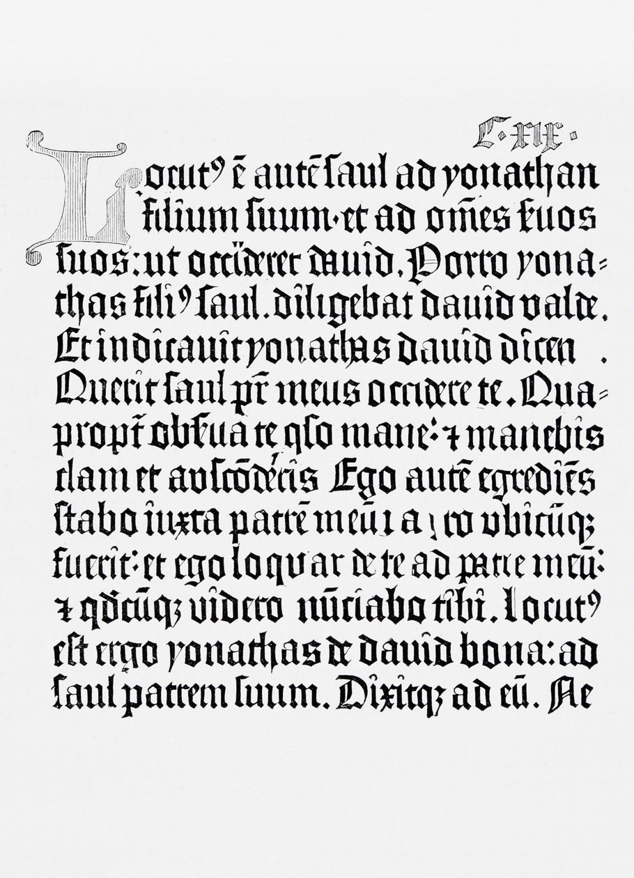 Faksimile av en side fra Bibelen, trykt av Johannes Gutenberg, Mainz, 1456 av English School