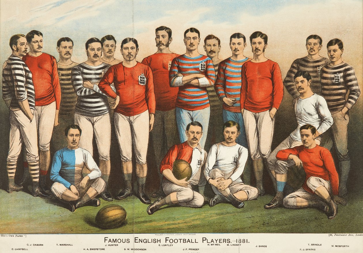 Kjente engelske fotballspillere fra 1881, fra Boys Own av English School