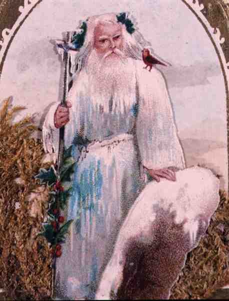 Figur av gammel vinter, viktoriansk (farge litho) av English School