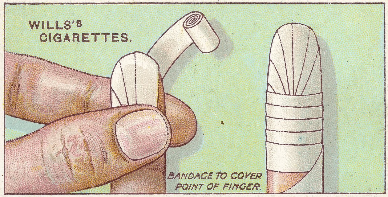 Fingerbandasje, nr. 50 fra First Aid-serien med Willss Cigarettes-kort, 1913 av English School