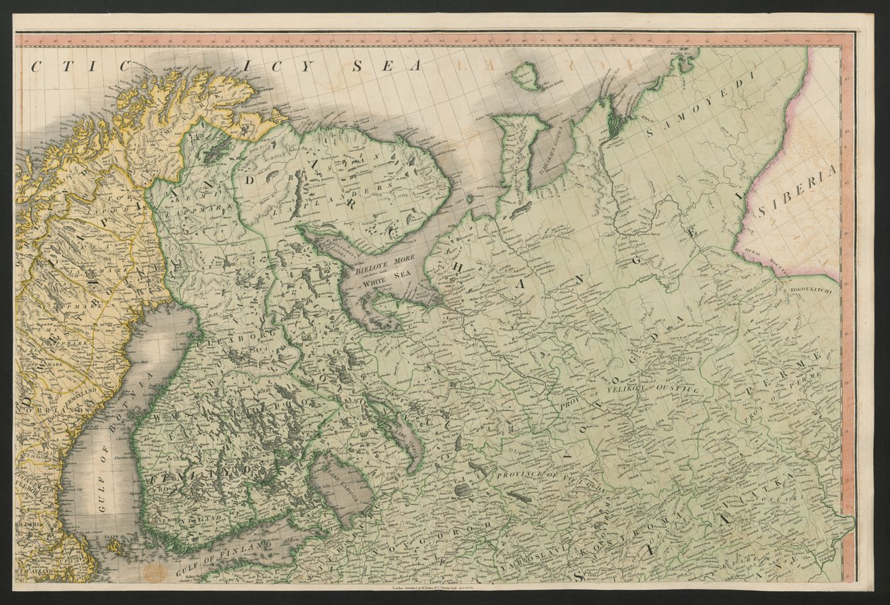 Finland og Russland, fra Europa, som beskriver alle endringene i territoriet, sammen med deres avvik i grenselinjene til dets mange imperier og stater som ble enige om og bekreftet av den definitive traktaten i Paris, 20. november 1815, publisert 1816 (col av English School