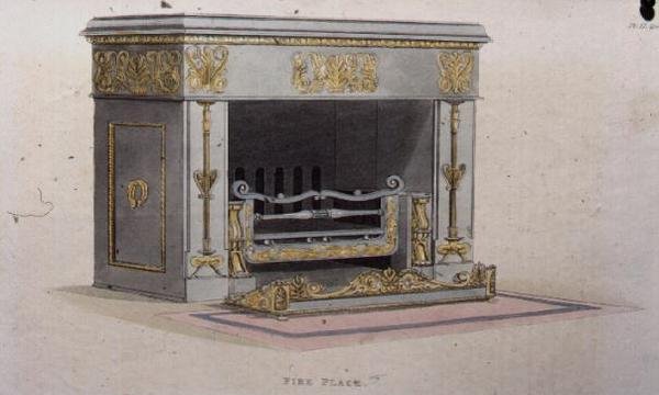 Fire Plate, plate 152 fra Ackermanns Repository of Arts, utgitt 1825 (farge litho) av English School