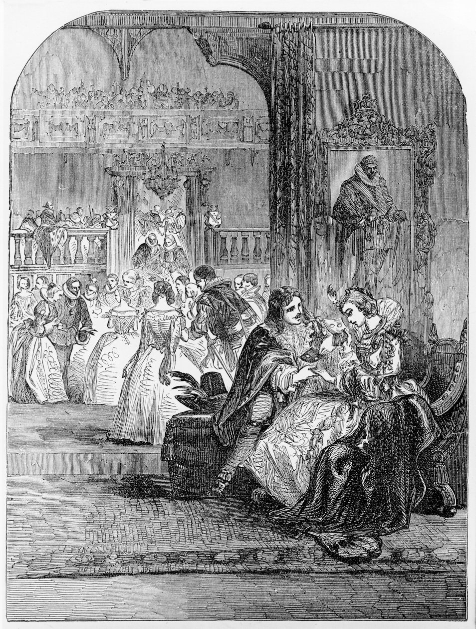 Første intervju av prins Charles (1600-49) med prinsesse Henrietta (1609-69) i Paris av English School