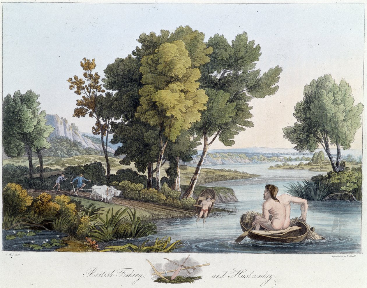 Fiske og pløying i England - i "" keltere og gotere, skikker til innbyggerne på de britiske øyer på begynnelsen av 600-tallet og gotiske nasjoner på vestkysten av Østersjøen", av S.R. Meyrick og Ch. Smith av English School