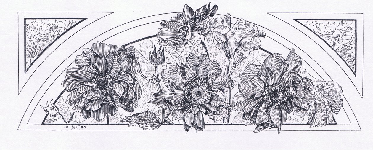Blomsterdesign, fra The Magazine of Art 1893, Cassell and Company, 1893 av English School