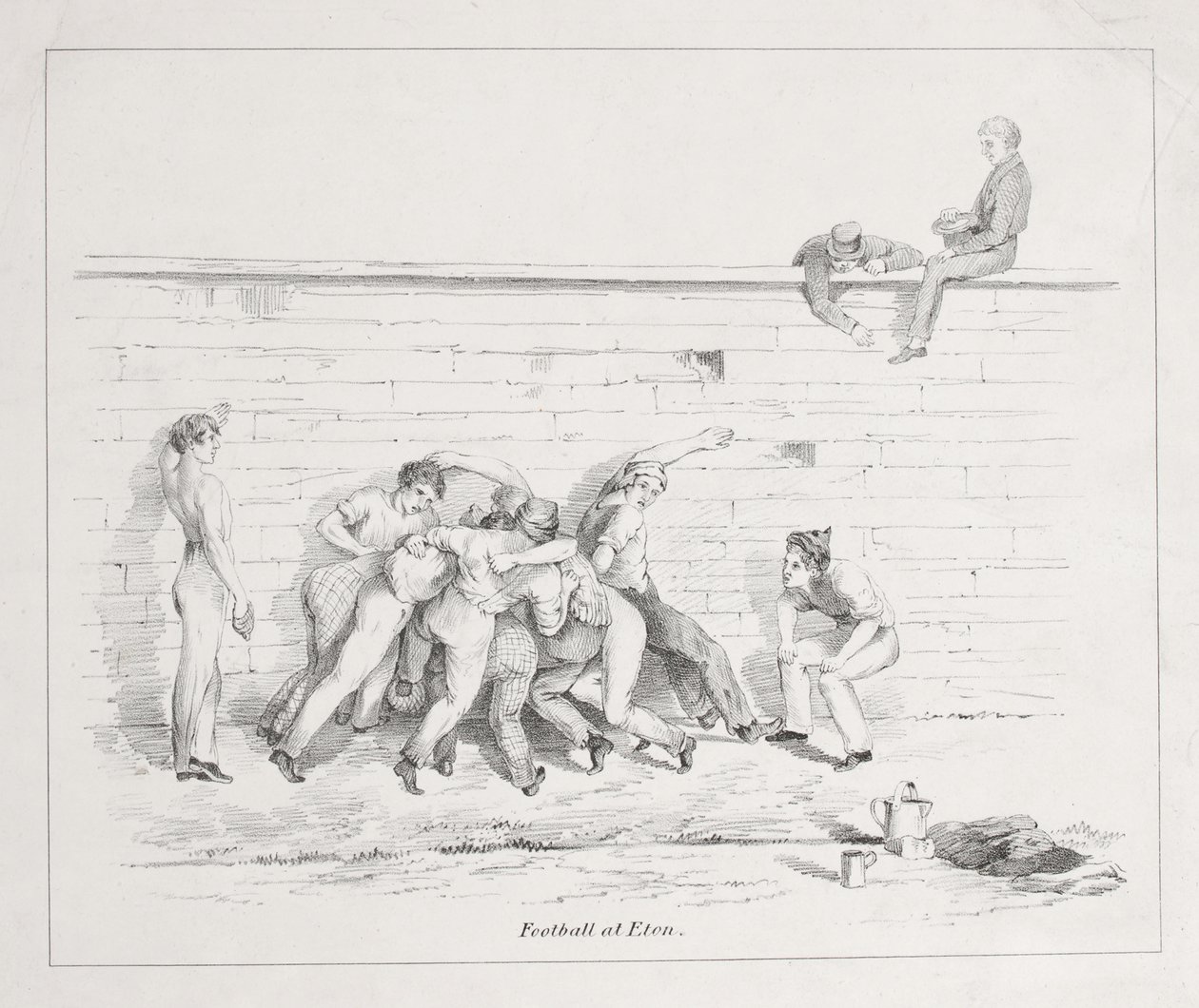 Fotball på Eton (bw litho) av English School