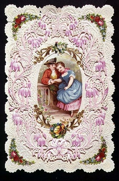 Forget Me Not, viktoriansk kort (collage) av English School