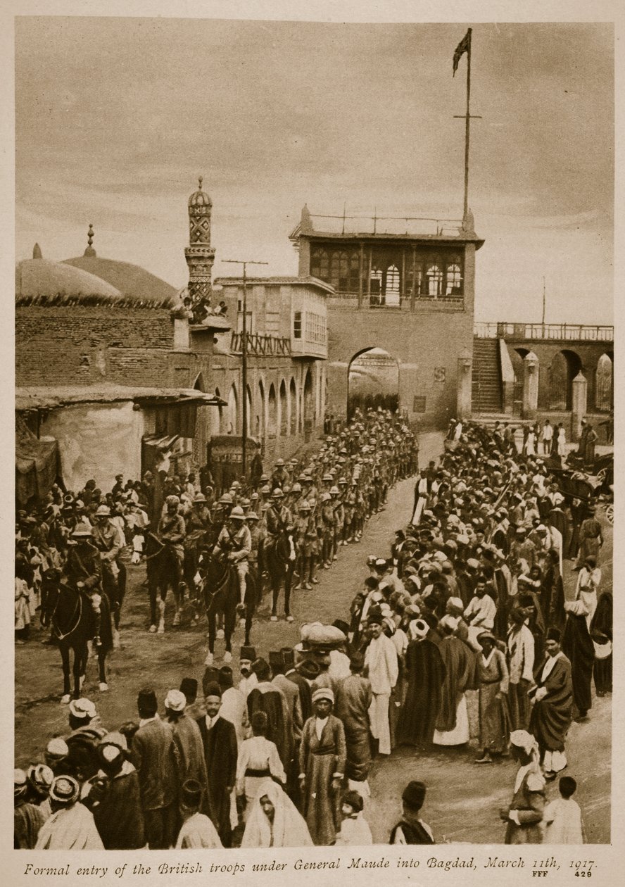 Formell innreise av de britiske troppene under general Maude i Bagdad, 11. mars 1917, 1917-19 av English School