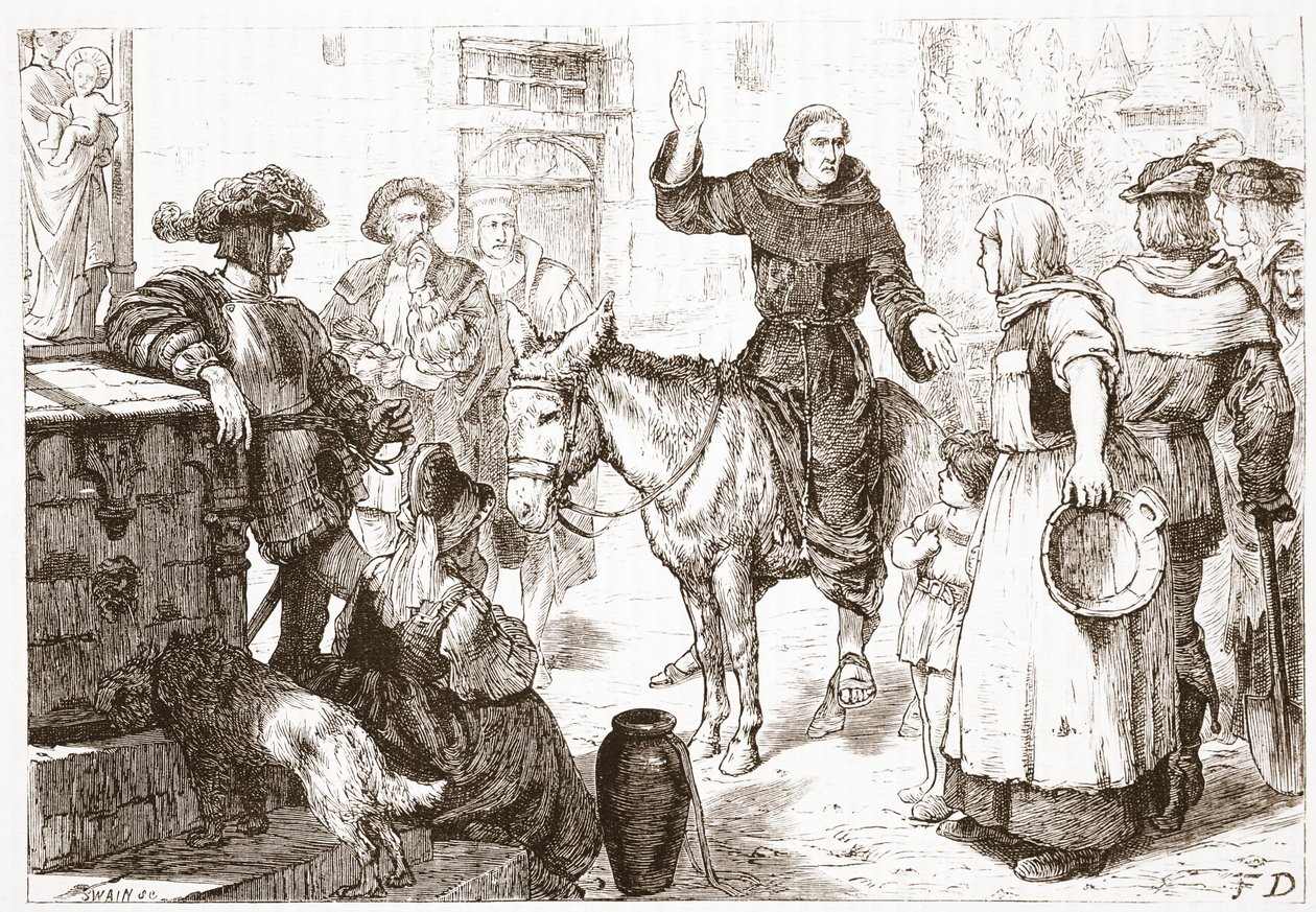 Francis Lambert Preaching, illustrasjon fra The History of Protestantism av James Aitken Wylie (1808-1890), pub. 1878 av English School