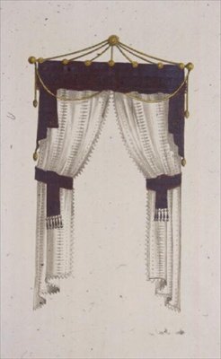 Fransk vindusgardin, plate 30 fra Ackermanns Repository of Arts, utgitt 1811 (farge litho) av English School