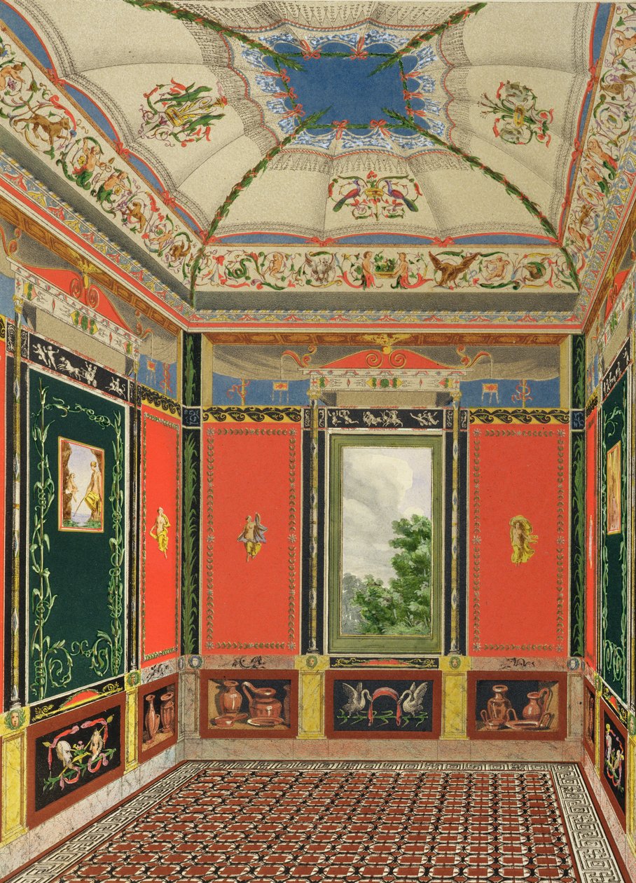 Freskedekorasjon i sommerhuset til Buckingham Palace, fra The Decorations of the Garden Pavilion in the Grounds of Buckingham Palace av Ludwig Gruner (1801-82) og Anna Brownell Jameson (1794-1) av English School