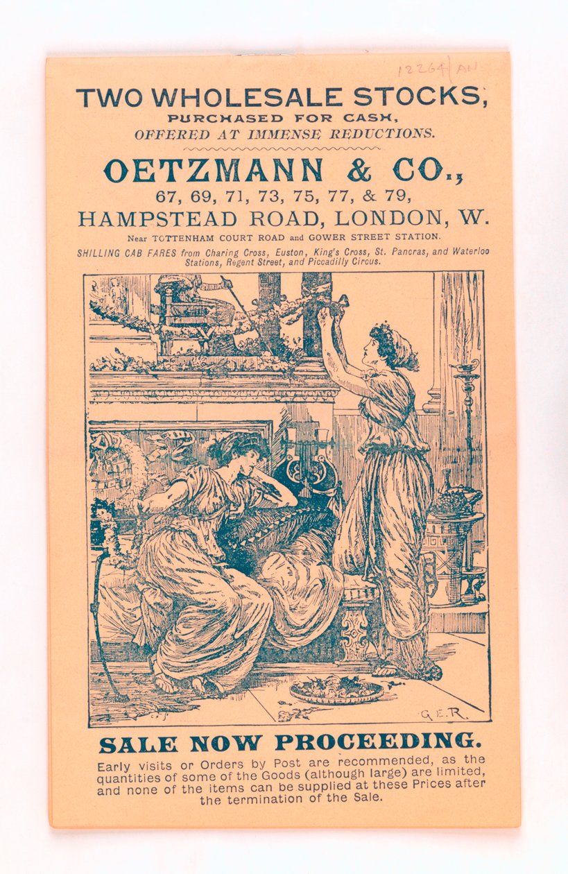 Forside fra en Oetzmann & Co.-katalog, ca. 1885-90 (trykk) av English School