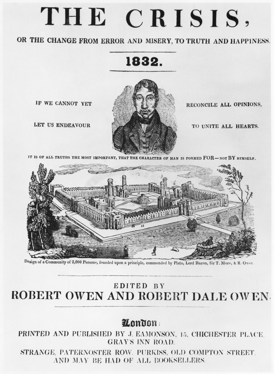 Forside av The Crisis, redigert av Robert Owen (1771-1858) og Robert Dale Owen (1801-77) London, 1832 av English School