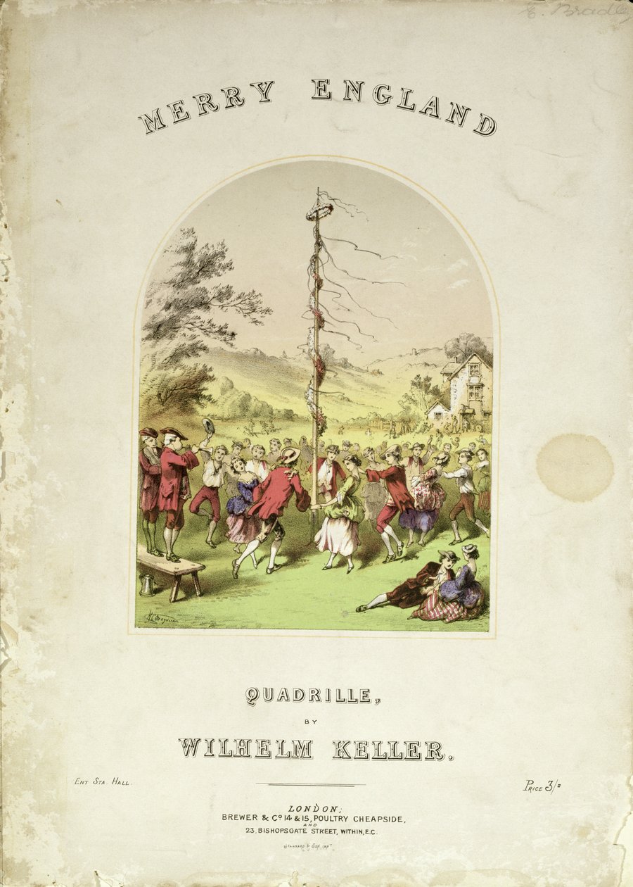 Forside på musikkcoveret til Merry England, en kvadrille av Wilhelm Keller av English School
