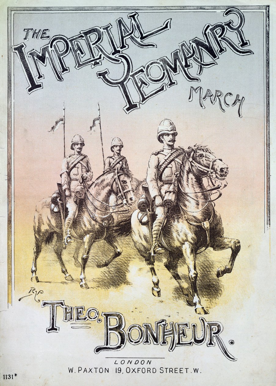 Forside på partituret til The Imperial Yeomanry March av Theon Bonheur av English School