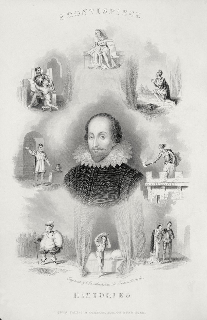 Frontispice for the Histories, fra The Complete Works of Shakespeare, revidert av J. O. Halliwell, gravert av G. Greatbach av English School