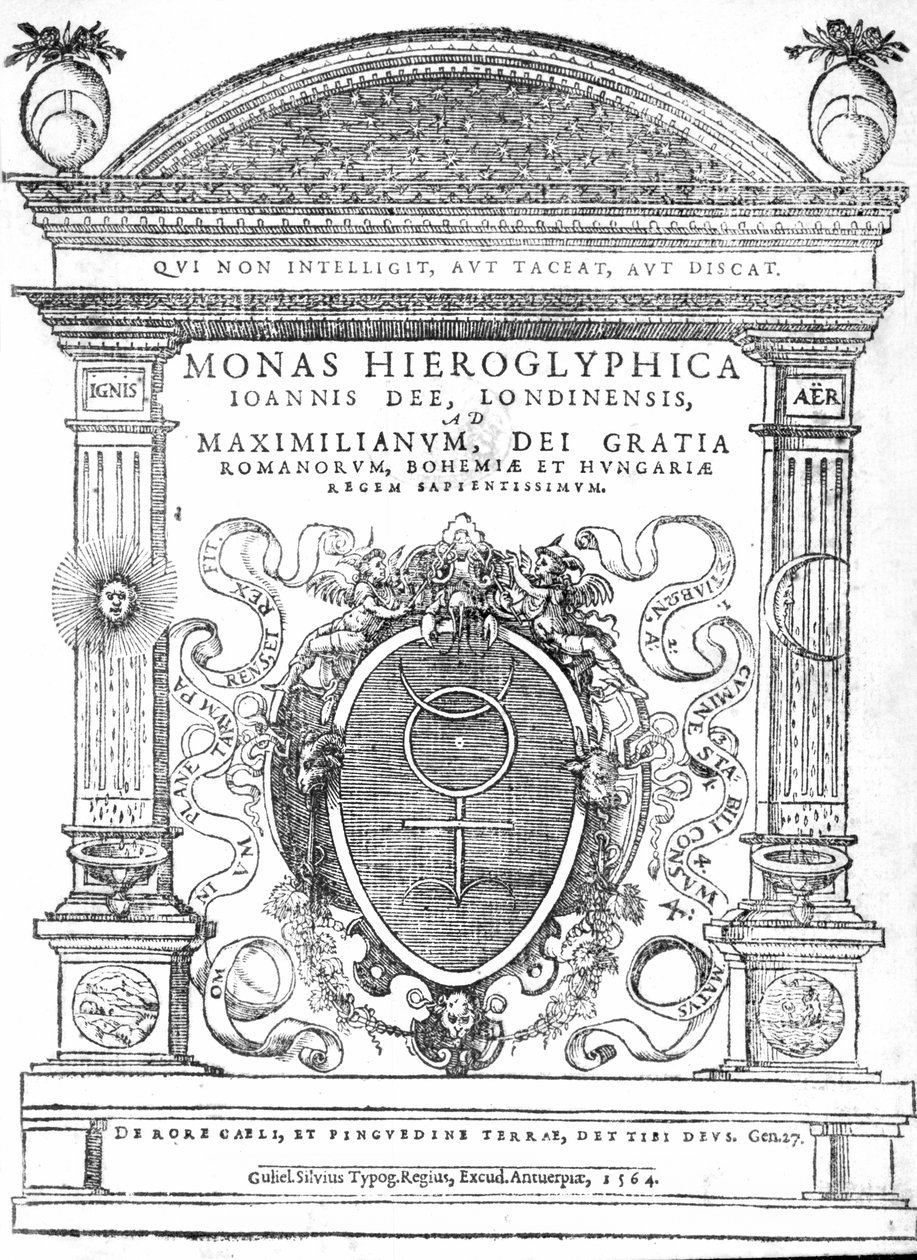 Frontispice fra Monas Hieroglyphica av John Dee, utgitt i 1564 (trykk) av English School