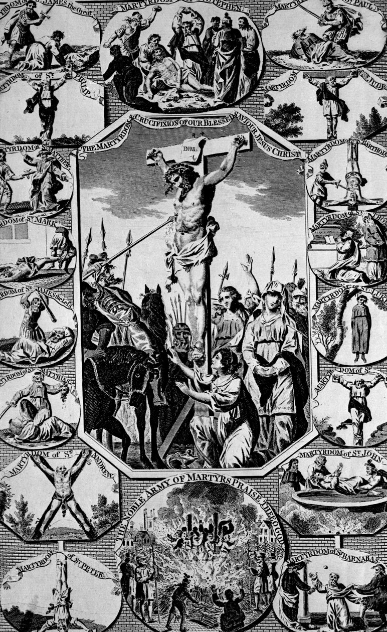 Frontispice fra The New and Complete Book of Martyrs av Paul Wright av English School