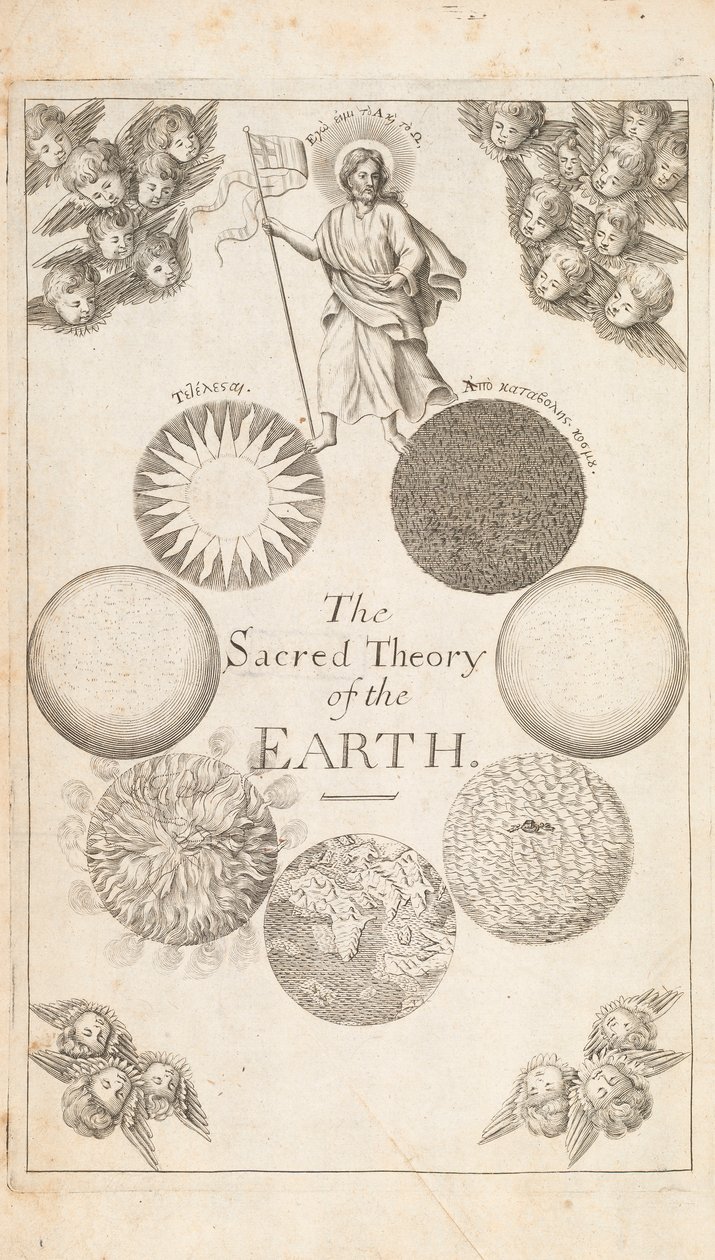 Frontispice fra The Theory of the Earth av Thomas Burnet, London, 1684 av English School