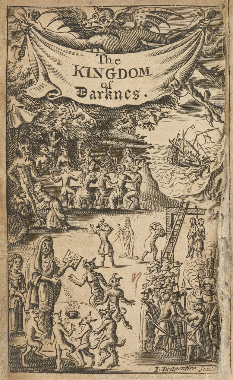 Frontispice av Nathaniel Crouch, The Kingdom of Darkness (London: Printed for Nath. Crouch av English School