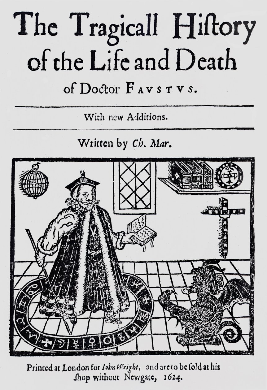 Frontispice av The Tragicall History of the Life and Death of Doctor Faustus, av Christopher Marklin, ca. 1616 av English School