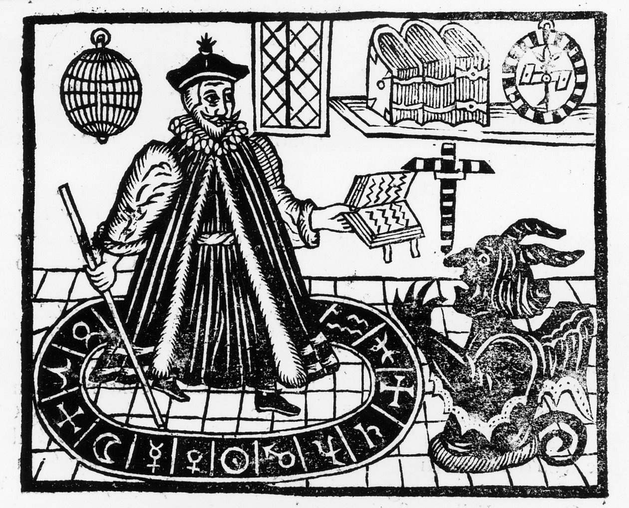 Frontispice av The Tragicall History of the Life and Death of Doctor Faustus, av Christopher Marklin, ca. 1616 av English School