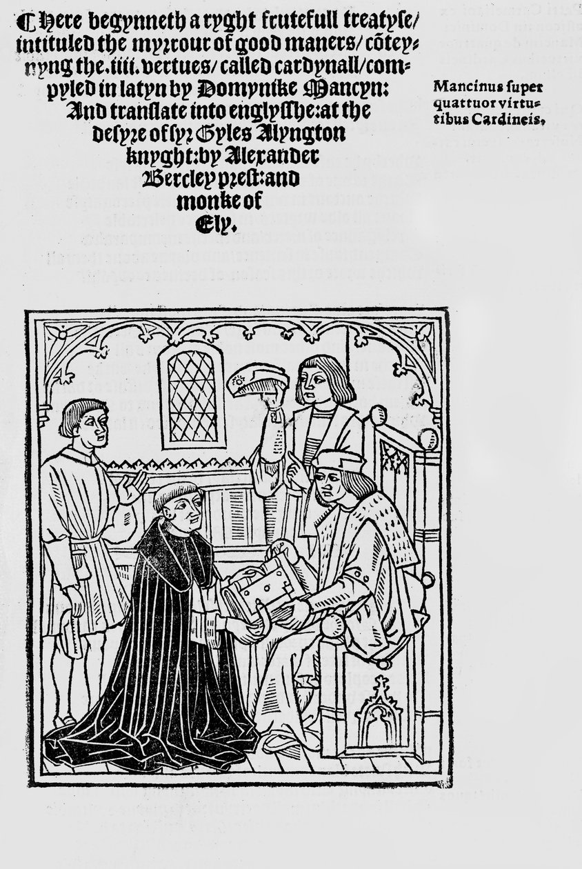 Frontispice til Myrrour of good maners 1523 av English School