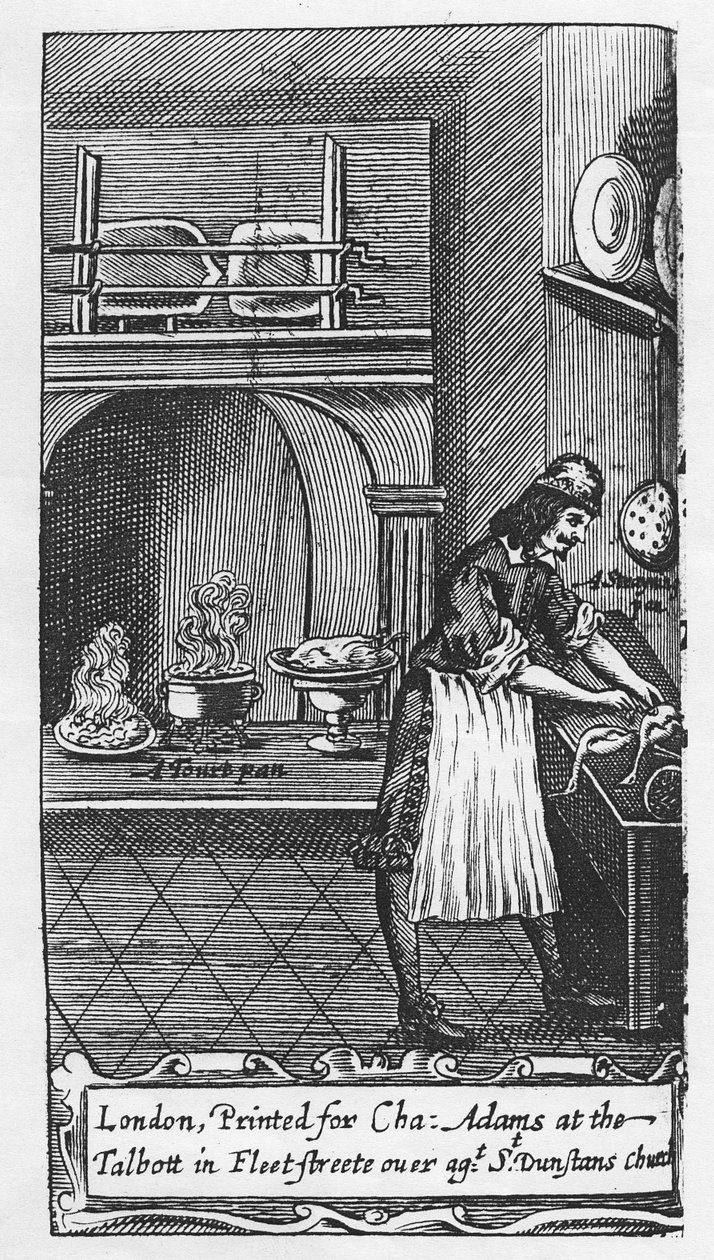 Frontispice til The French Cook av La Varenne, 1653 av English School