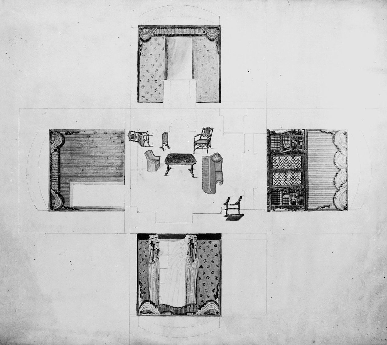 Møbler til en liten stue, Gillows and Co, 1822 av English School