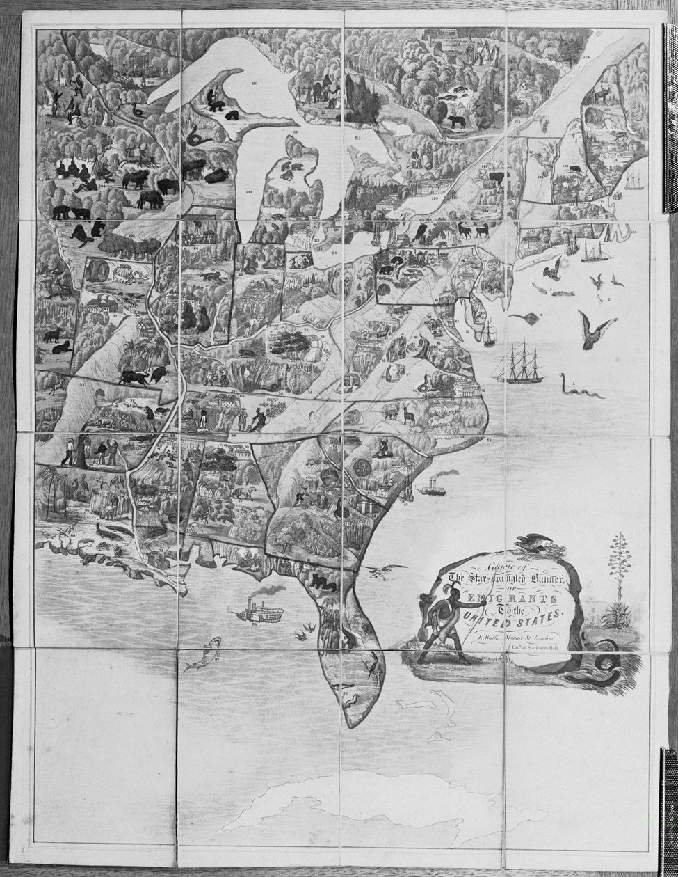 Game of the Star-Spangled Banner eller Emigranter til USA, ca. 1840 av English School