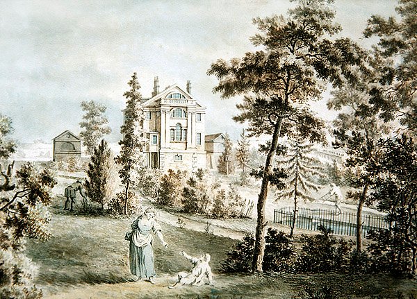 Hagepaviljong i en park, ca. 1725 (akvarell på papir) av English School