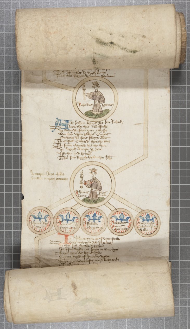 Genealogisk rulle over kongene av England, ca. 1440-79 (penn og blekk på pergament) av English School