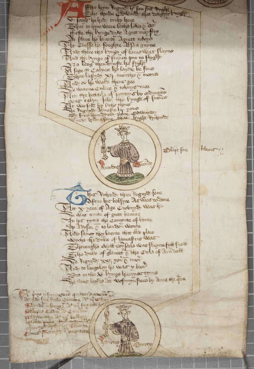 Genealogisk rulle over kongene av England, ca. 1440-79 (penn og blekk på pergament) av English School