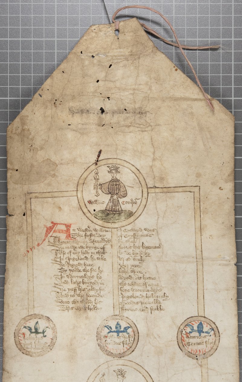 Genealogisk rulle over kongene av England, ca. 1440-79 (penn og blekk på pergament) av English School