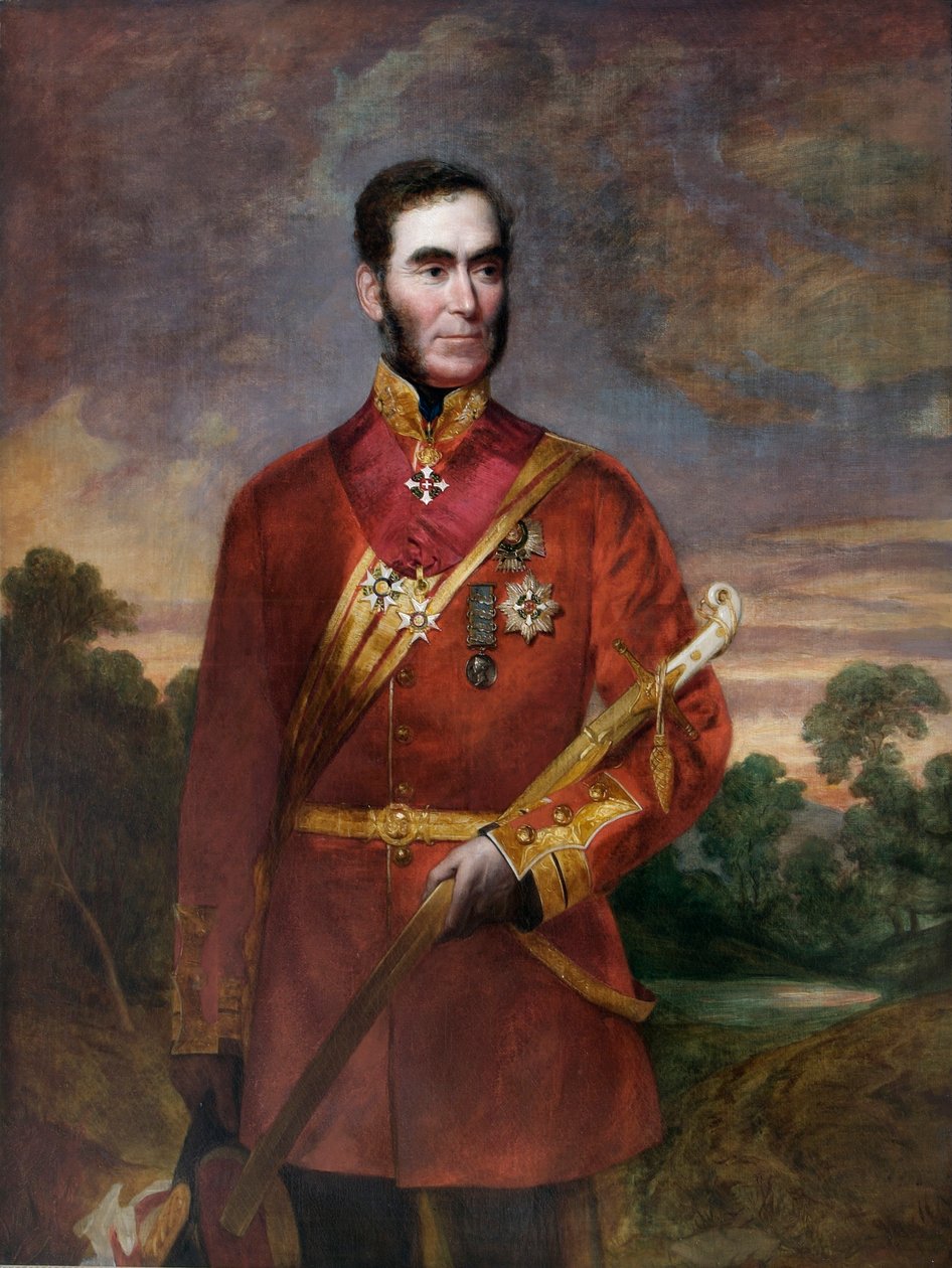 General Sir Richard Dacres (olje på lerret) av English School