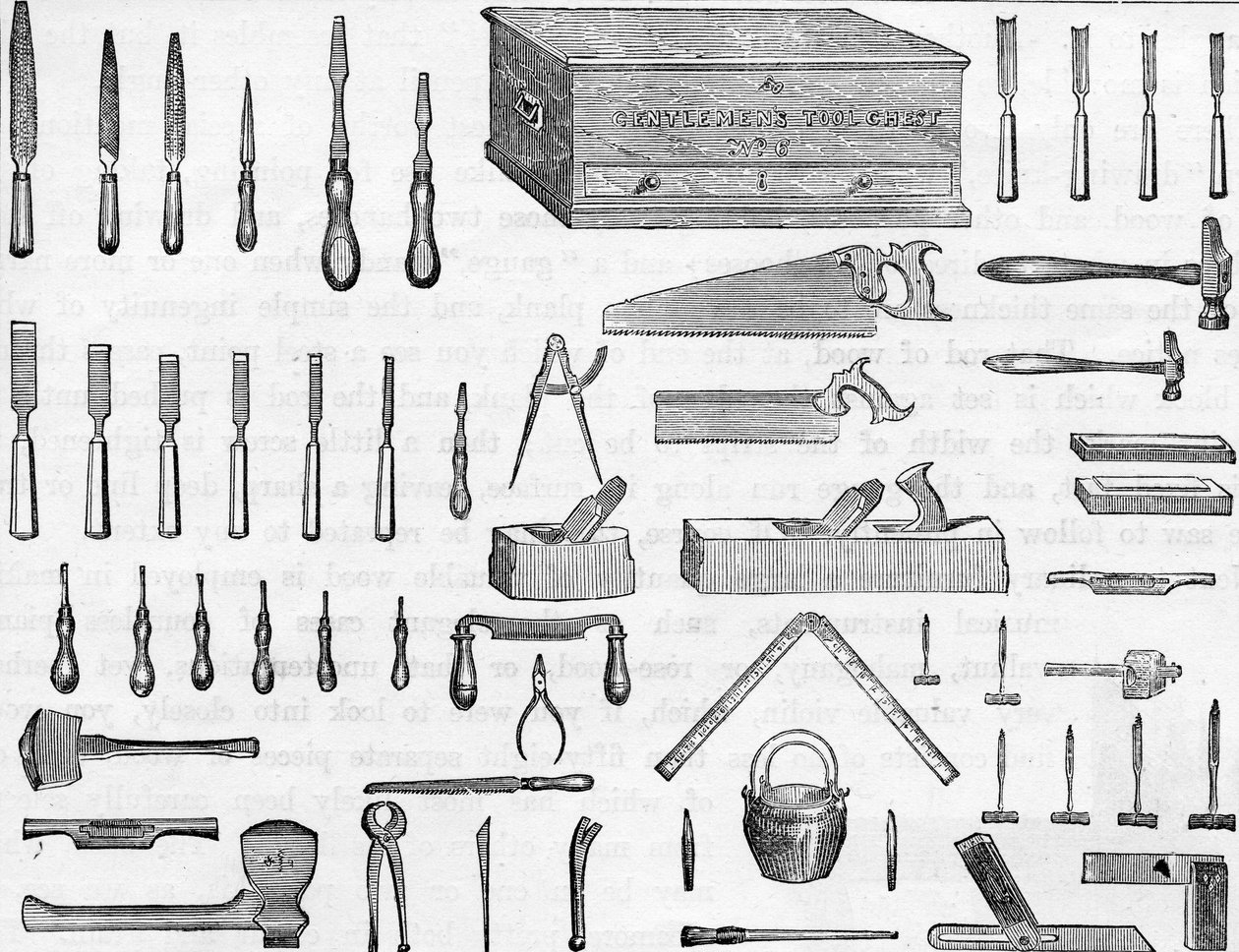 Gentlemans verktøykiste nr. 6, 1800-tallet av English School