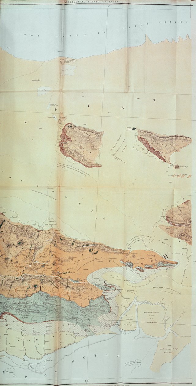 Geologisk kart over Cutch-ørkenen, 1870 av English School