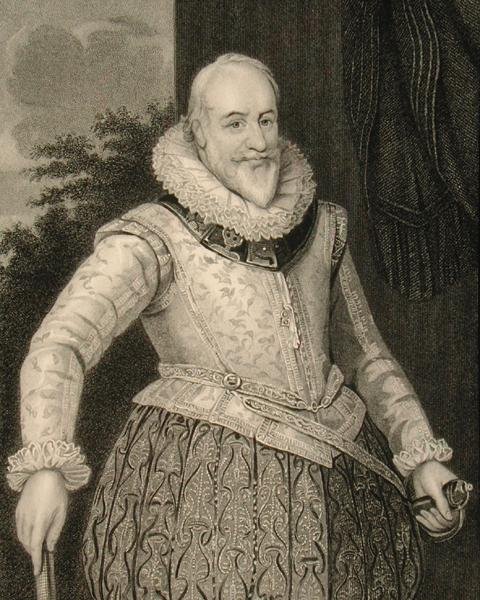 George Carew (1555-1629) jarl av Totnes og baron Carew av Clopton (gravering) av English School