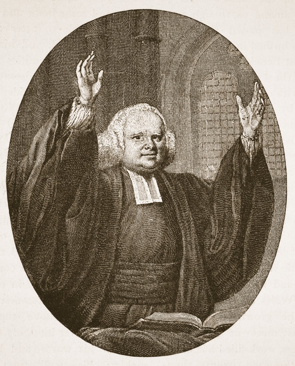 George Whitefield, illustrasjon fra The Church of England: A History for the People av H.D.M. Spence-Jones, pub. ca. 1910 (sepia-bilde) av English School