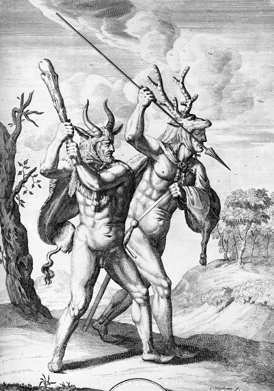 Germans, illustrasjon fra The Commentaries of Caesar oversatt til engelsk av William Duncan, gravert av Cornelis Huyberts, utgitt 1753 av English School