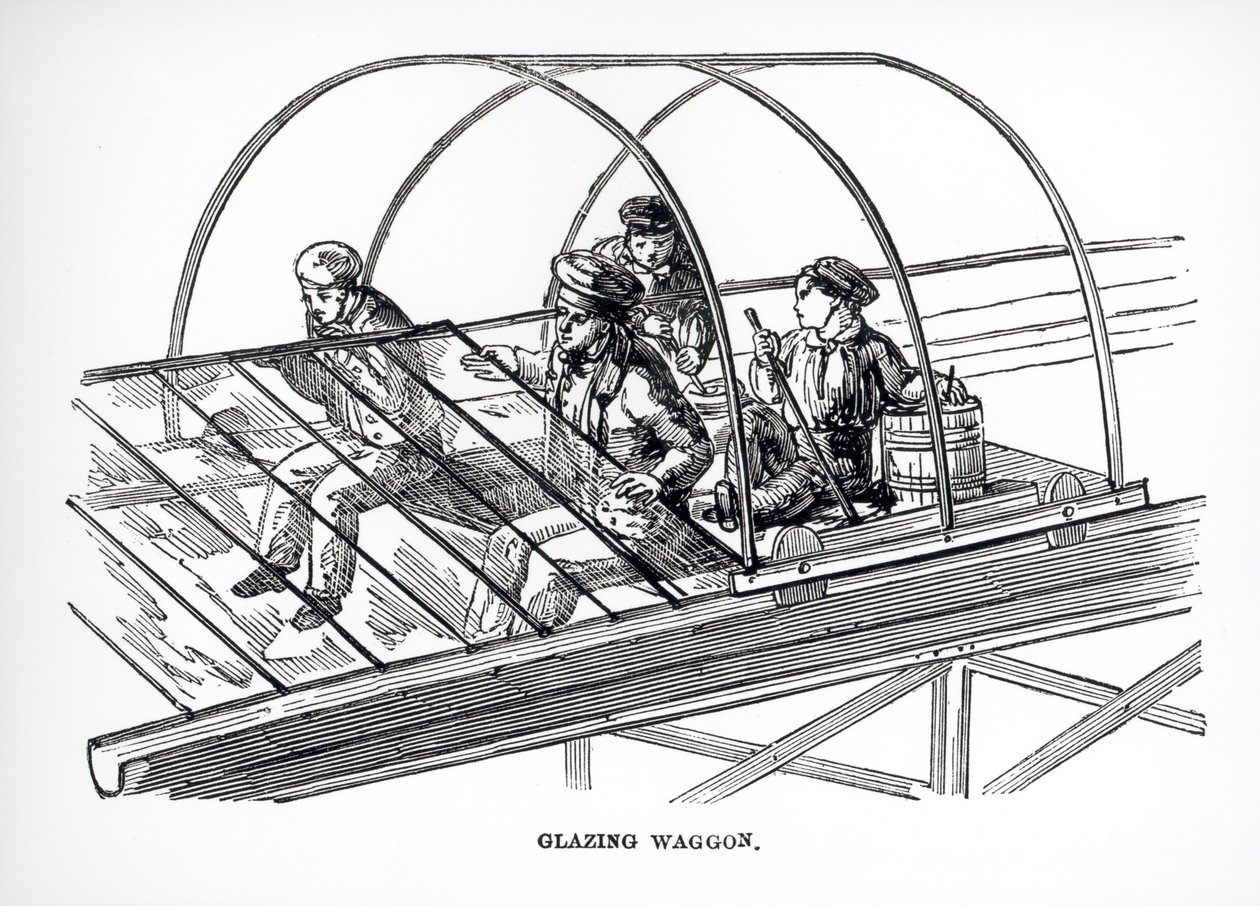 Glassvogn brukt på Paxtons Crystal Palace, 1850 av English School