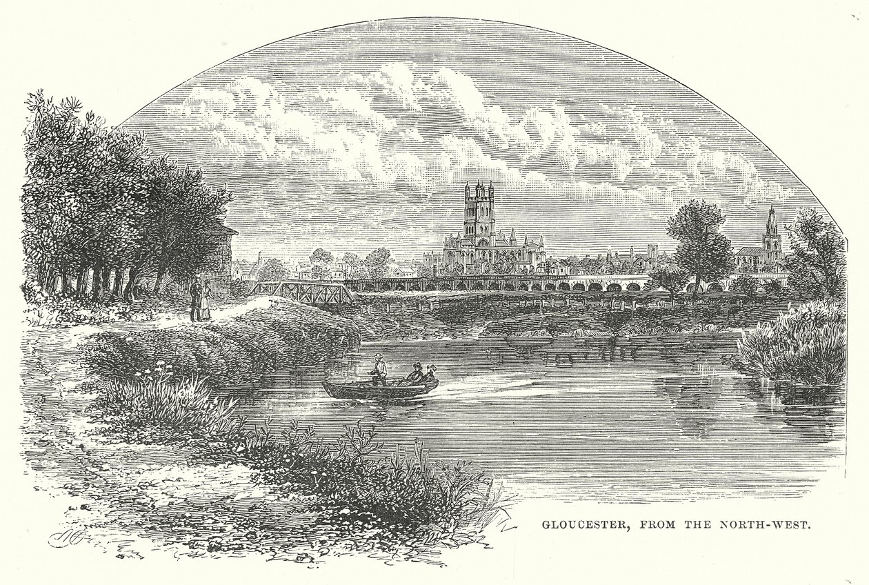 Gloucester, fra nordvest (gravering) av English School