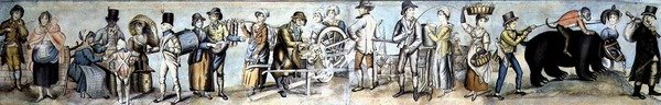 Går til messen, ca. 1815 (akvarell og gouache på papir) av English School