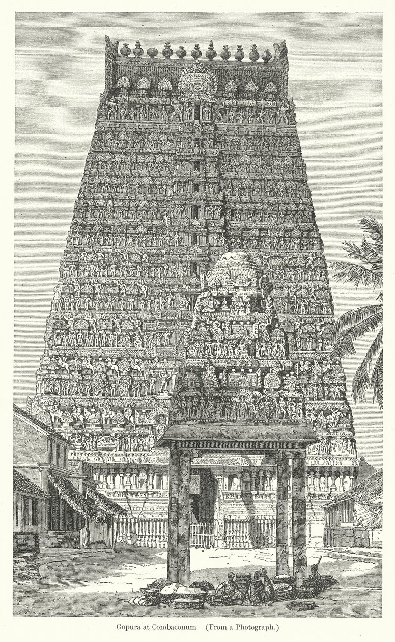 Gopura ved Combaconum (gravering) av English School