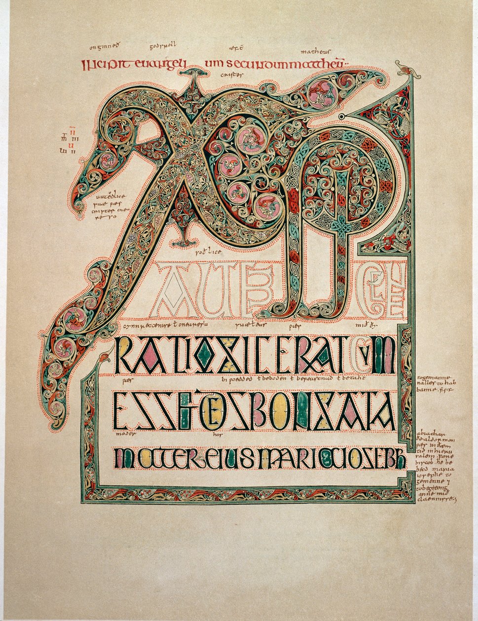Evangeliet ifølge St. Matteus, side av den andre innledningen (1 av English School