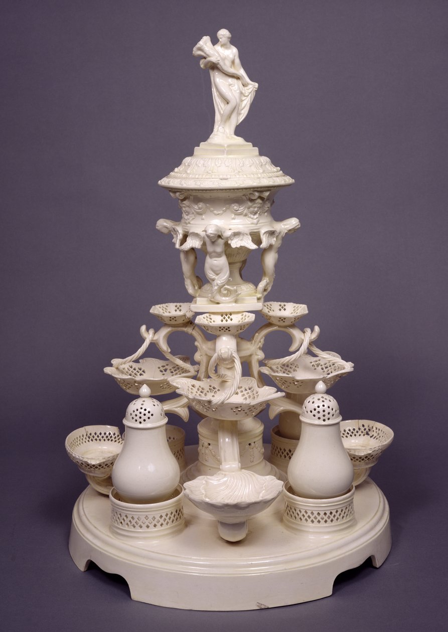Grand Plat de Menage eller, bord i midten, Leeds Pottery, ca. 1780 (kremvare) av English School