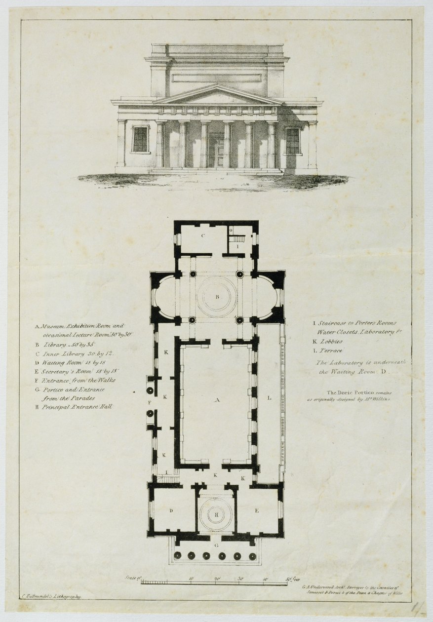 Grunnplan for de nedre forsamlingsrommene, Bath, gravert av Charles Hullmandel (1789-1850) av English School