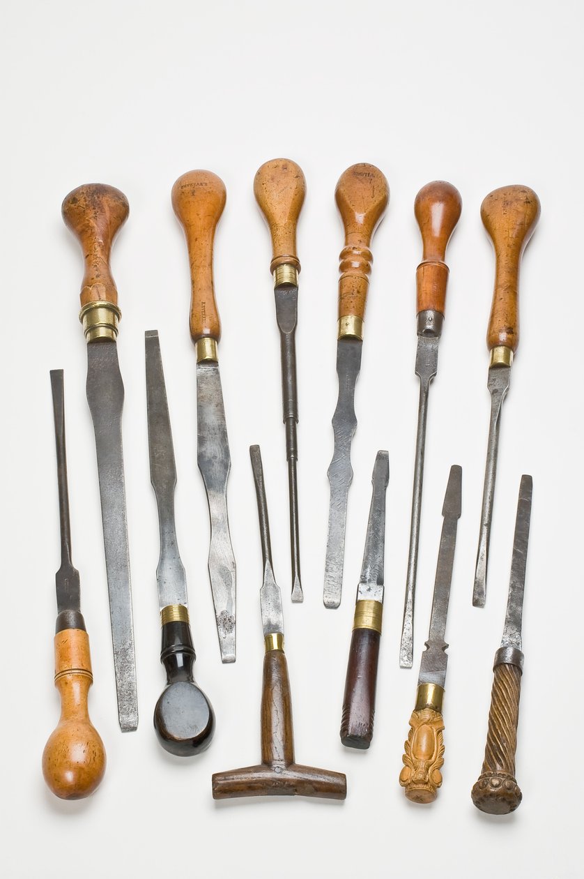 Gruppe skrutrekkere, sent på 1800-tallet - tidlig på 1900-tallet (buksbom og støpt stål) av English School