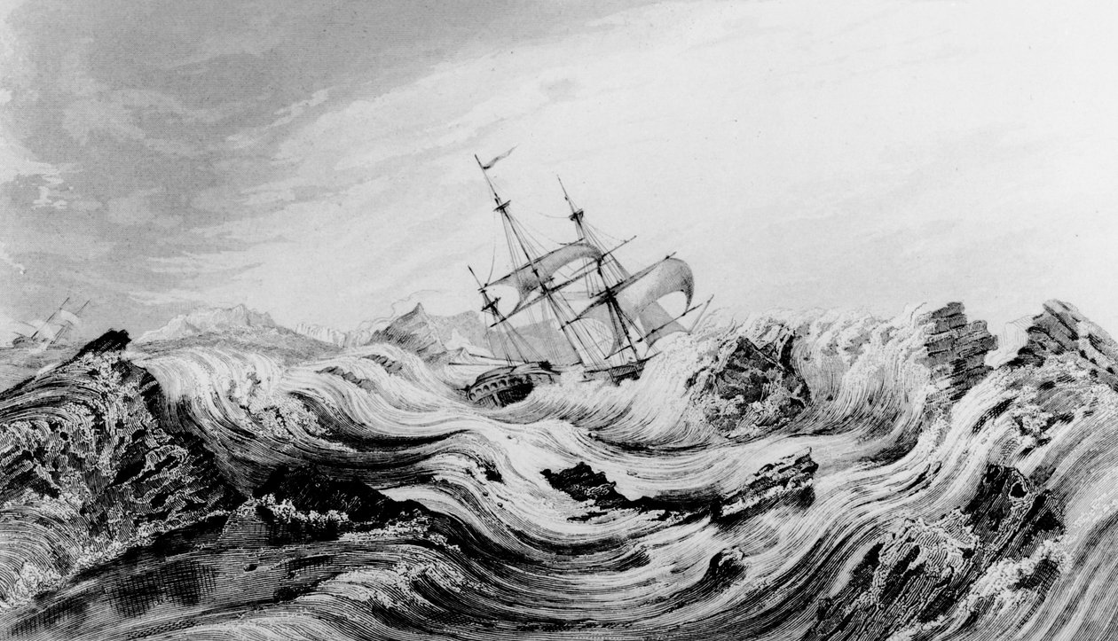 HMS Dorothea kommandert av David Buchan kjørt inn i arktisk is av English School
